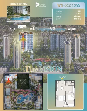 Căn Hộ 1 PN+ Trục 12A Tòa V1 - The Vision Masteri Era Landmark
