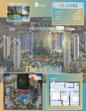 Căn Hộ 2PN Trục 03 Tòa V2 Phân khu Vision - Masteri Era Landmark