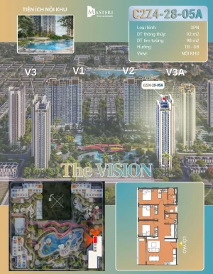 Căn Hộ 3PN Trục 05A Tòa V3A Phân khu Vision - Masteri Era Landmark