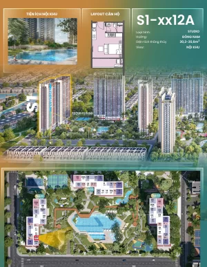 Căn Hộ Studio Trục 12A Tòa S1 Phân khu Spark - Masteri Era Landmark