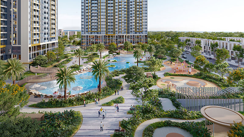 Công viên nội khu xanh mát tại Masteri Era Landmark Ocean Park 2