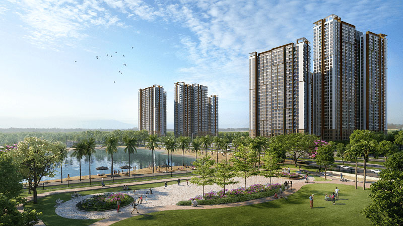 Không gian xanh ven hồ tại Masteri Vinhomes Ocean Park 2