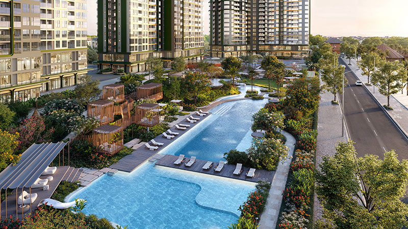 Khu căn hộ cao cấp sở hữu hồ bơi cảnh quan rộng rãi
