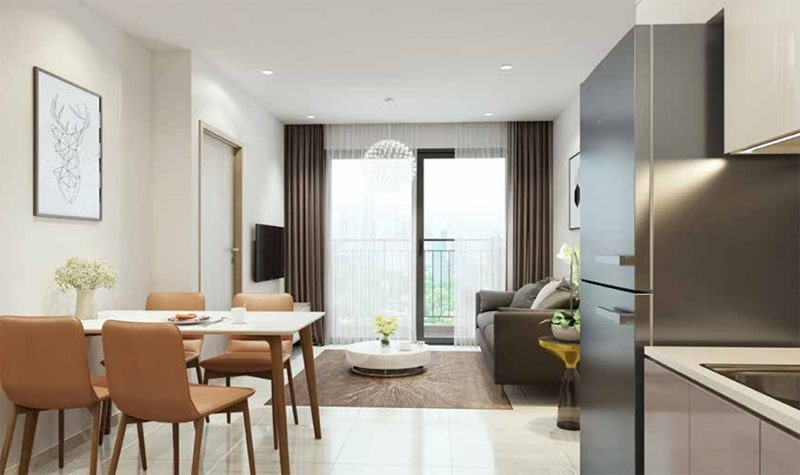 Không gian căn hộ hiện đại, tối giản với phòng khách